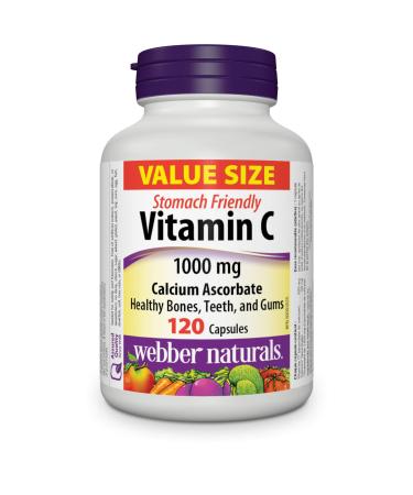 Webber Naturals Vitamin C Calcium Ascorbate 1000 mg Stomach Friendly 120 Capsules