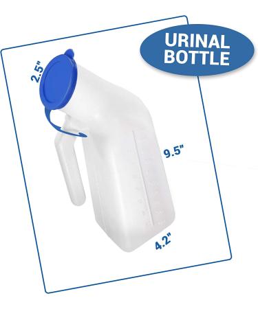 AZMAZ Men's Portable Urinal Bottle 32 oz - 2 Pack | Medical Travel Camping Use, Pee Measurement Scale | Thick Plastic Bedside Urinal - Buy Online on GoSupps.com
