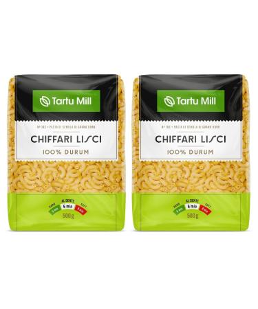 CHIFFARI LISCI Pasta Dry 100% Durum Wheat Premium Semolina Macaroni Tartu Mill Nr 183 (x2 CHIFFARI LISCI 500g) 1Kg