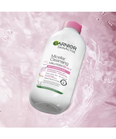 Garnier Micellar Cleansing Water for Dry Skin 400ml - Fragrance-Free Face Cleanser & Makeup Remover | British Skin Foundation Approved | Use with Reusable Micellar Eco Pads - Buy Online on GoSupps.com