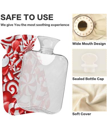 Hot Water Bottle with Cover 2L - Large Pain Relief Solution | White/Red | International Shipping - Buy Online on GoSupps.com