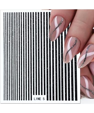 3D Glitter Lines Nail Stickers | Holographic Geometric Nail Art Decals | Self-Adhesive Metal Stripe Nail Supplies for DIY | 6 Colors Set for Women - Buy Online on GoSupps.com