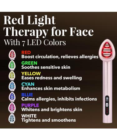 7 Color Red Light Therapy Wand for Face & Neck - LED Light Therapy for Skin Care Anti-Aging & Microcurrent Treatment - Buy Online on GoSupps.com
