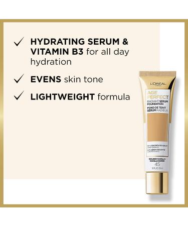 L'Or al Paris Age Perfect Radiant Serum Foundation SPF 50 Golden Vanilla 1 fl. oz - Buy Online on GoSupps.com