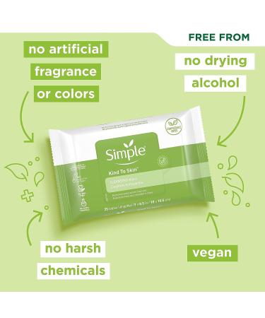 Simple Kind to Skin Facial Wipes - Gentle Makeup Remover, 25 Wipes - Buy Online on GoSupps.com