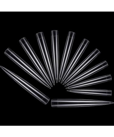 240 Pieces Extra Long Nail Tips Stiletto Nail Tips Oval Stiletto False Nails Clear Long Stiletto Fake Nail Artificial Press on Fake Nail for DIY Nail Salon Performances, Women and Girl (Black) Transparent Color