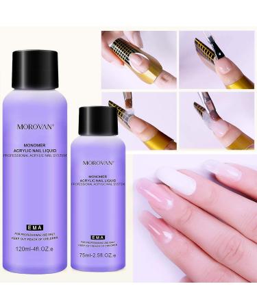 Morovan Monomer Acrylic Nail Liquid Set - 2pcs 4oz+2.5oz with Glass Cup | Professional Acrylic Liquid for Powder Nails - Buy Online on GoSupps.com