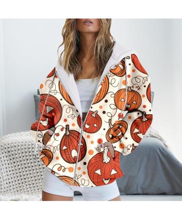 Halloween Costumes Autumn Fashion Pumpkin Bat Hooded Sweatshirt Long Sleeve Pocket Zipper Hoodies Women with N 3X-Large - Buy Online on GoSupps.com