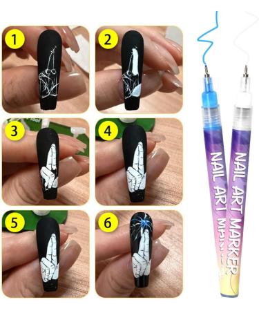 Nail Design Tool Set Manicure Art Waterproof Nail Marker Long Lasting Nail Marker Waterproof Nail Polish Perfect and Suitable for Women - Buy Online on GoSupps.com