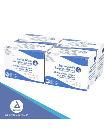 Dynarex Sterile Nitrile Surgical Gloves - Powder-Free, Puncture-Resistant, 6.5 Size, 6 Mil - Case of 200 Pairs - Buy Online on GoSupps.com