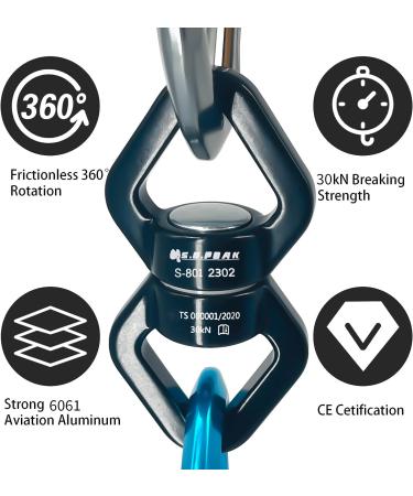 S.E.PEAK 30kN Swing Swivel CE Certified Safe Hook | 360 Rotational Device for Tree Swing, Rock Climbing, Hammock - All Black - Buy Online on GoSupps.com