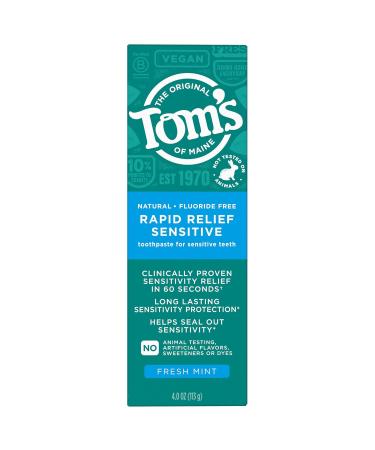 Tom's of Maine Fluoride-Free Rapid Relief Sensitive Toothpaste - Fresh Mint 4 oz | International Shipping Available - Buy Online on GoSupps.com