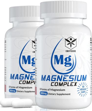 Envycure Magnesium Complex Supplement 8 Forms - 500mg - 60 Capsules - Pack of 2