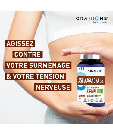 ASHWAGANDHA BIO 1200 MG GRANIONS 30 Jours - Ashwagandha KSM-66 - Anti Stress Adulte Sommeil Adulte - 60 comprim s - Fabriqu en France - Buy Online on GoSupps.com