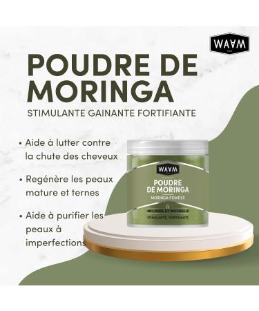 WAAM Cosmetics Moringa Powder 100% pure and natural Fortifying and stimulating hair care 100g - Buy Online on GoSupps.com
