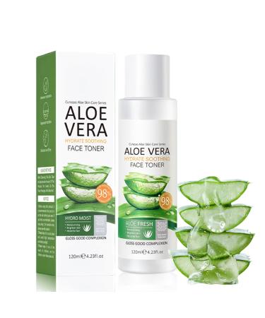 Face Toner 98% Aloe Vera Toner Face Moisturizer for Women Natural Aloe Vera Extract Korean Skincare for Deep Skin Hydration Promote Pore Minimizer&Exfoliating with Hyaluronic Acid Aloe Vera Gel