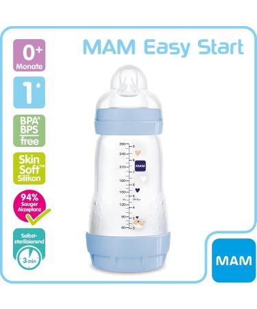 Buy Mam Easy Start Anti-Colic Baby Bottle 260ml | Innovative Floor Valve Suction Cup Size 1 From Birth - Colic Relief for Babies - Buy Online on GoSupps.com