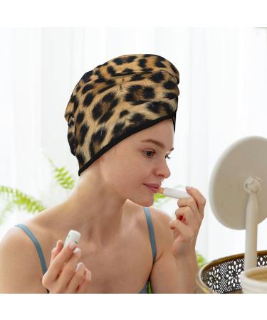 Rough Leopard Print Coral Velvet Dry Hair Cap | Perfect for Home Travel Pools Beaches & Baths - Buy Online on GoSupps.com
