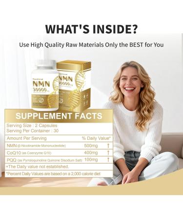 NMN Supplement 1000mg with Resveratrol - 3-in-1 Advanced Formula for NAD+ Boost Cellular Energy & Anti-Aging - 99% Pure NMN Supports Immune & Muscle Health - 60 Vegan Capsules - Buy Online on GoSupps.com
