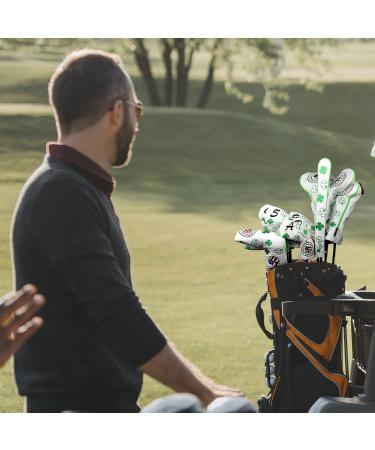 Big Teeth Lucky Clover Leather Golf Alignment Stick Cover - White - Buy Online on GoSupps.com