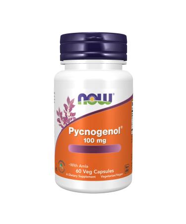 Now Foods Pycnogenol 100mg with Amla Fruit 60 Vegan Capsules Lab-Tested Soy Free Gluten Free Vegetarian Non-GMO