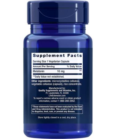 Life Extension Melatonin 10mg - 60 Vegetarian Capsules for Sleep Support - Buy Online on GoSupps.com