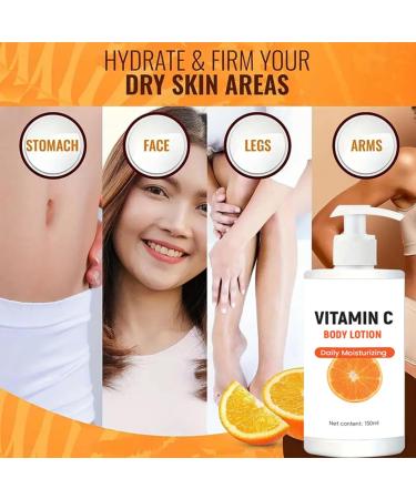 Moisturiser for Dry Skin - Vitamin C Body Lotion - Body Moisturiser for Whole Body Back Leg Hand - Body Cream for Women&Men - Body Moisturiser for Dry Skin - Face Moisturiser 150ml - Buy Online on GoSupps.com
