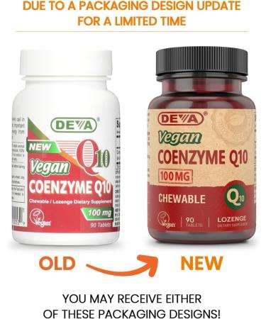 DEVA Vegan Coenzyme Q10 100mg - Potent Chewable Vitamins - 90 Tablets (Pack of 2) - Affordable Vegan Supplements - Buy Online on GoSupps.com
