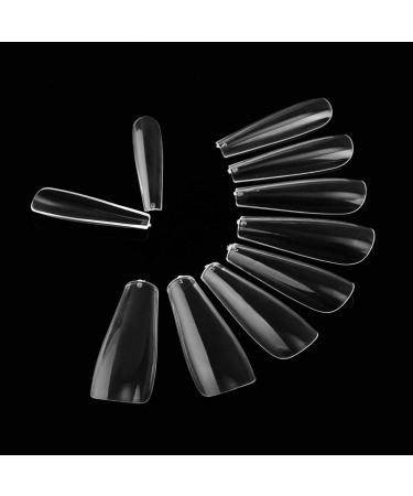 600 Pieces COFFIN Extra Long Tapered CLEAR Full Cover False Nails Glue On Tips - Professional Salon & Home Use. - Buy Online on GoSupps.com