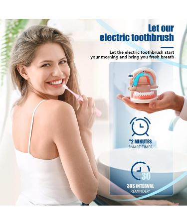 Power Sonic Electric Toothbrush with 6 Brush Heads | 5 Modes, 40,000 VPM Motor | Wireless Quick Charge | Rechargeable Toothbrush for Adults | Travel-Friendly (Pink) - Buy Online on GoSupps.com