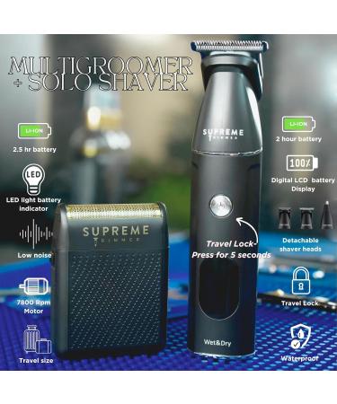 Buy Supreme Trimmer Multigroomer SMG3030 + Solo Foil Shaver Kit | 14PC Wet/Dry All-in-One Beard & Face Trimmer | Ideal for Barbers & Home Use - Fast International Shipping - Buy Online on GoSupps.com