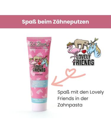 Dr. Bauer's Lovely Friends Toothpaste 2 Pack with Glitter Designs Multiple Flavors For Kids & Adults Sustainable Packaging 90ml per Tube Unicorn - Buy Online on GoSupps.com