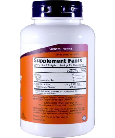 NOW Sunflower Lecithin Non-GMO 1200mg 100 Softgels (Pack of 2) - Buy Online on GoSupps.com