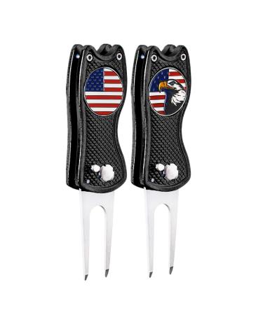 FINGER TEN Golf Divot Repair Tool and Ball Marker Value 2 Pack Magnetic with US Markers Gift for Men Women Black - Buy Online on GoSupps.com