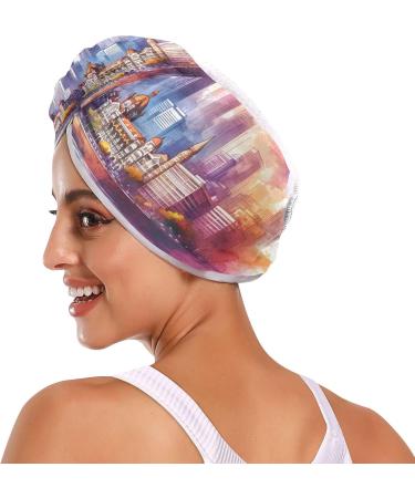 Buy Mumbai Skyline Watercolor Hair Towel 2 Pack | Super Absorbent Quick Dry Turbans for Women & Girls - International Shipping - Buy Online on GoSupps.com