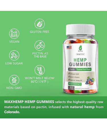 Hemp Gummies for Pain, Sleep, Anxiety (3 Packs) - Hemp Gummy 100% Natural Organic Extra Strength High Potency with Pure H mp Oil Extract Vegan Bear Candy - Buy Online on GoSupps.com