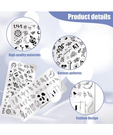 Nail Stamping Plates 2 Pcs Nail Art Stamping Templates Leaves Flowers Butterfly Heart Nail Stamping Kit Manicure Tool for DIY Nail Art Design - Buy Online on GoSupps.com