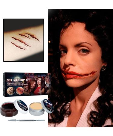 Makeup Scar Wax - Halloween Special Effects Stage Fake | Zombie Nose Costume for Women and Men Adult Trick or Treat Party Carnival Skin Wound Molding (37g / 1.3oz) with Spatula + Fake Gel - Buy Online on GoSupps.com