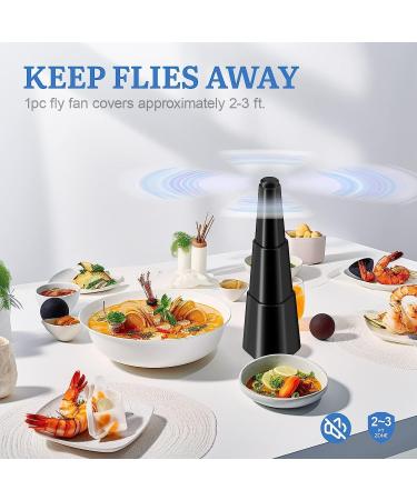 Jrrong 2 Pcs Picnic Fly Fans for Tables Fly Repellent Fan Indoor Outdoor with Holographic Blades Keep Flies Away Suitable for Picnic Party Restaurant Kitchen - Buy Online on GoSupps.com