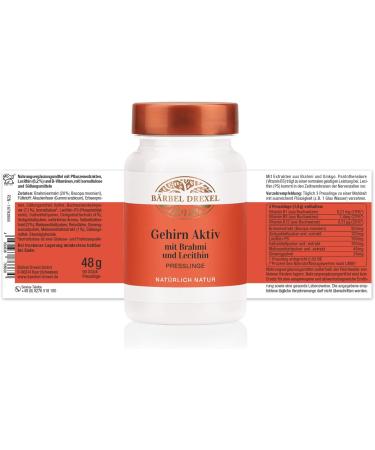 B rbel Drexel Brain Active Tablets - 100% Vegan Brahmi & Lecithin | Boost Concentration & Memory | Ayurveda - 90 STK - Buy Online on GoSupps.com