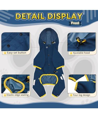 Waterproof Dog Raincoat with Hood & Leash Hole | Reflective Strap for Small Medium Dogs | Lightweight Puppy Clothes - Blue (L) - Buy Online on GoSupps.com