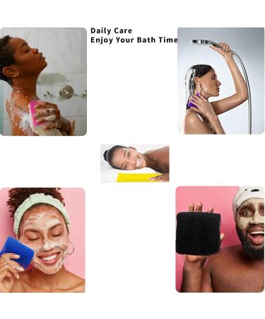 African Exfoliating Net Sponge Set - 4PCS Bath & Body Scrubber for Daily Exfoliation - Long Nylon Shower Sponge in Blue, Black, Yellow & Purple - Buy Online on GoSupps.com