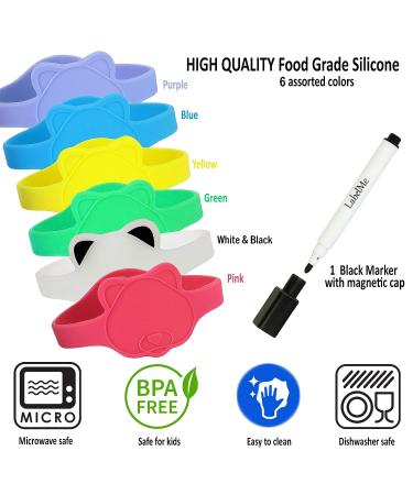 6 Panda-Shaped Reusable Silicone Baby Bottle Labels for Daycare | Includes Waterproof Marker | Fits Most Bottles and Sippy Cups - Buy Online on GoSupps.com