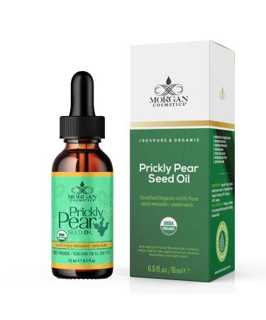 Morgan Cosmetics Organic Prickly Pear Seed Oil Prickly Pear Oil For Face Essential Oils For Wrinkles Facial Night Serum Natural Moisturizer For Dry Skin And Hair Pear Seed Oil (0.5 Oz) 0.5 Fl Oz (Pack of 1)