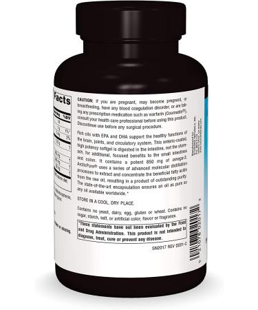 Source Naturals Arctic Pure Omega-3 Fish Oil 850mg - 120 Softgels - Ultra Potency - Buy Online on GoSupps.com