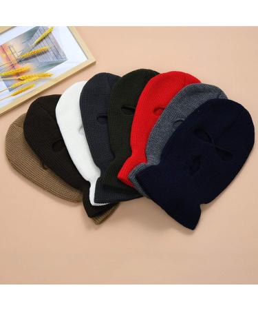 Famkit 3-Hole Knitted Full Face Cover - Windproof Winter Hood for Skiing & Cycling | Red - Buy Online on GoSupps.com