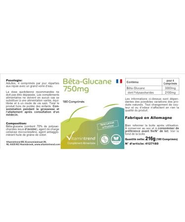 Beta-glucan 750mg - high dosage - vegan - 180 tablets - 70% polysaccharides | Vitamintrend  - Buy Online on GoSupps.com