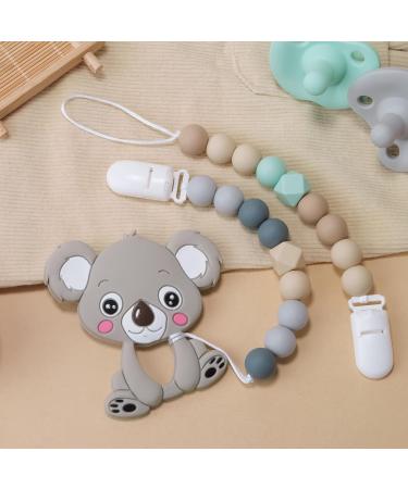 Pacifier Clip for Baby Boys Girls | Neutral Binky Holder | 2 Pack (Beige Grey) - Buy Online on GoSupps.com