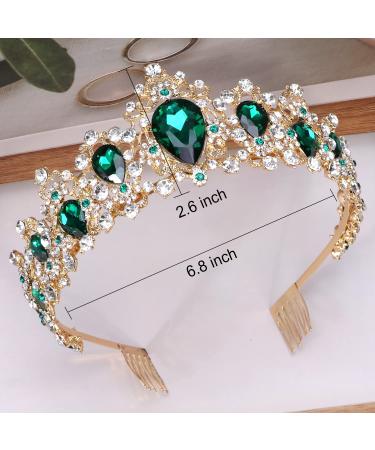 Didder Baroque Vintage Tiara - Green Crystal Crown for Women - Royal Gold Headband for Bridal, Wedding, Prom, Birthday Party - Buy Online on GoSupps.com