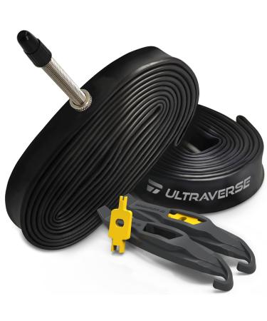 Ultraverse Bike Inner Tube for 700x23-25c, 700x35-43c, 28 inch Bicycle Wheel Sizes with 48mm Presta Valve - Butyl Rubber Tubes for Road and Gravel Bikes - 2 Tubes with 2 tire levers Included PRESTA VALVE - 700C 700 x 23-25c